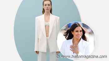 Victoria Beckham's white suit of dreams in her Mango collection is giving me major Meghan Markle vibes