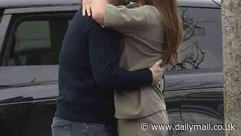 Sam Faiers gives partner Paul Knightley an awkward kiss on the cheek as she jets off to Dubai on work trip