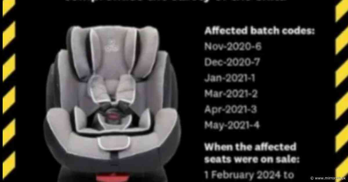 Urgent recall for popular baby car seat over safety fears for kids