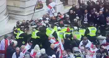St George's Day rally in central London turns violent as brawl with police erupts