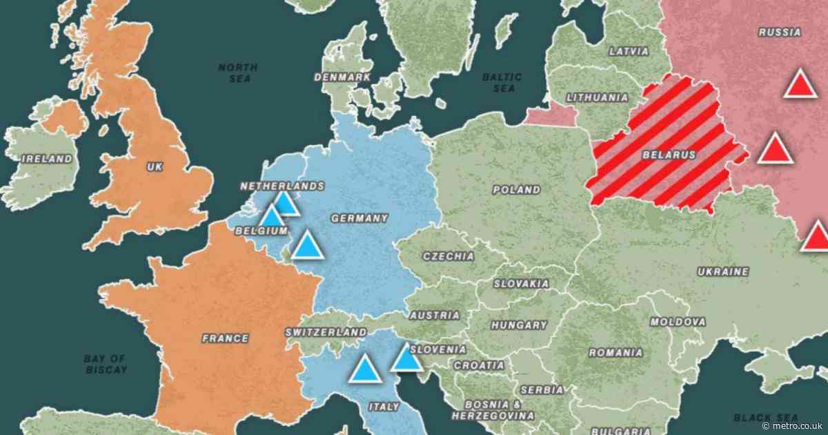 Map shows where nuclear weapons are positioned across Europe