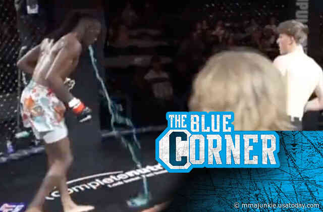 Video: MMA fighter DQ'd after projectile vomiting blue liquid in the cage