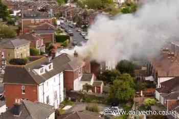 Drone footage shows fire rip through Southampton house