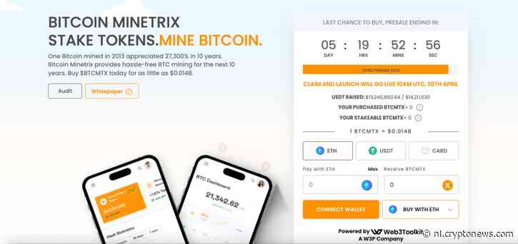 Bitcoin Minetrix Crypto Presale Haalt binnen record tijd $13 Mln Op – Hoe kan je nu Investeren vóór Post- Bitcoin Halving koers rally?
