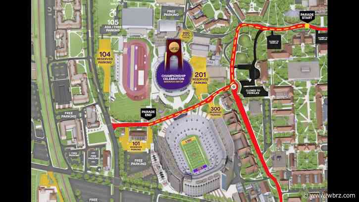 LSU releases parade map for gymnastics celebration; festivities start at 6:30 p.m. Wednesday