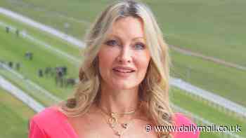 Caprice Bourret puts on a busty display in a bold cut out pink dress as she poses with Tom Parker's widow Kelsey at Epsom Downs Races
