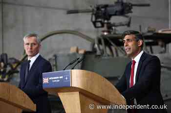 Sunak blocks Nato chief from answering reporter’s question about election and new defence spending pledge