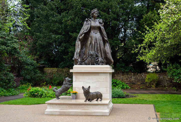 First Queen Elizabeth II Memorial Statue Unveiled, with a Smile and Three Corgis, in England