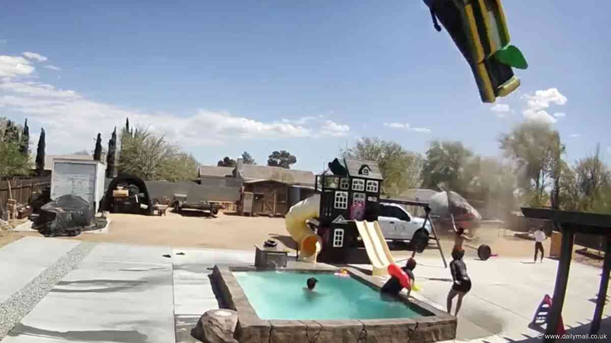 Watch as California family's bounce house flies away in 'twister-like' winds - and here's the one thing you can do to avoid the same fate