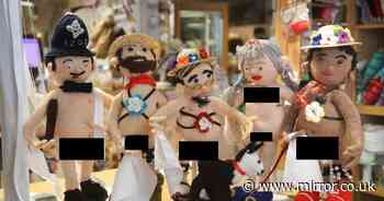 Naughty knitted figures with full frontal nudity spark controversy at village café