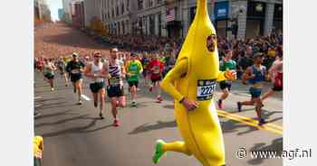 Record snelste tijd hardlopen in bananenkostuum