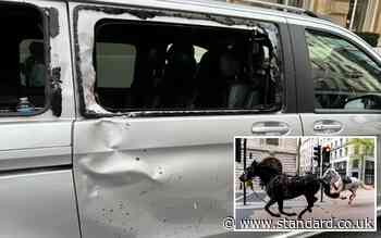 Taxi driver describes moment military horse smashed into side of his Mercedes van with passenger inside