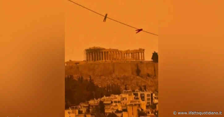 Atene diventa arancione per via della sabbia del Sahara: il video impressionante della capitale greca