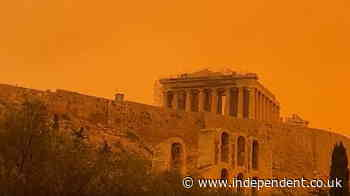 Apocalyptic orange skies over Athens as winds blow dust across from North Africa