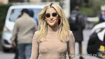 Ashley Roberts puts on a VERY cheeky display in a nude long-sleeve top as she struts out of Heart FM studios