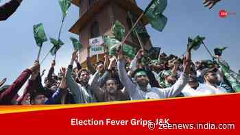 Supporters Dance And Raise Slogans At  Lal Chowk As Election Fever Grips J&K