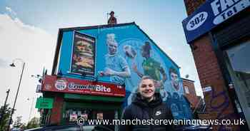 Chelsea Nightingale beams next to stunning new Manchester City mural unveiled at side of building in Fallowfield