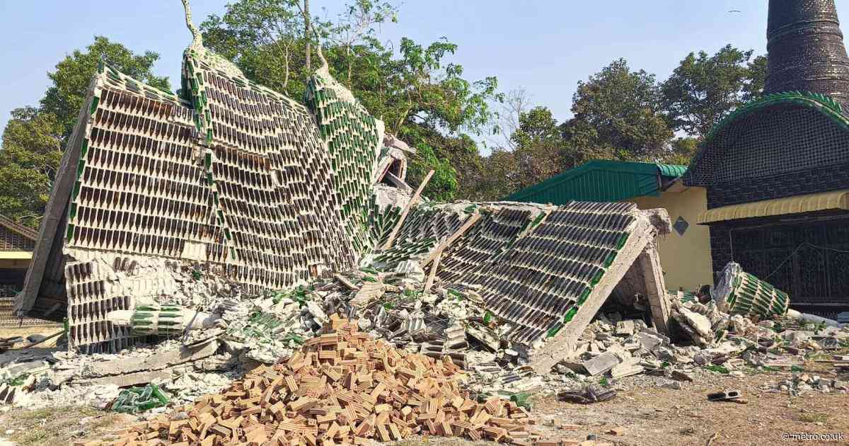 Buddhist temple made of beer bottles collapses under its own weight