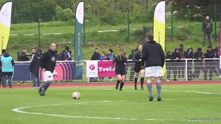 France's Macron scores penalty in charity match for wife's foundation
