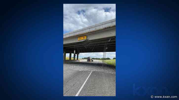 TxDOT assessing damage after construction vehicle hits overpass in Bastrop County