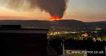 Huge fire breaks out on hillside near Swansea with orange flames seen from miles away