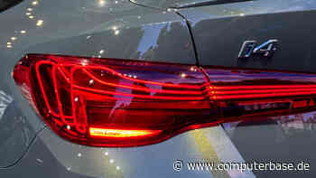 Neuer BMW i4: Laserlicht bringt Glas­fa­ser­bündel im Heck zum Leuchten