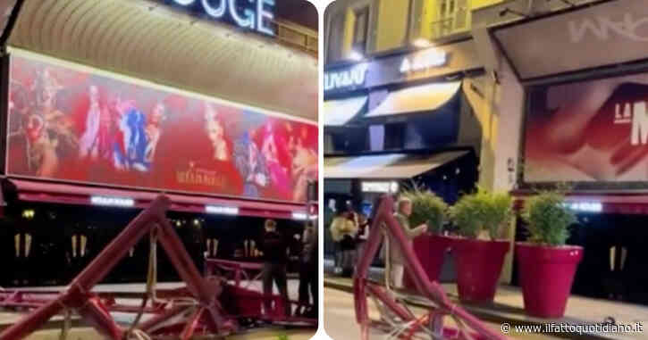 Parigi, crollate nella notte le pale del Moulin Rouge: i pezzi in strada fino al mattino, nessun ferito