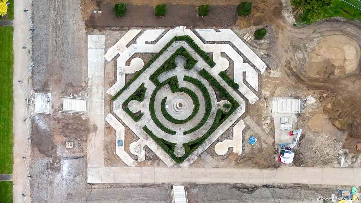 Fit for a King! Maze garden inspired by elaborate labyrinth Charles played in as a child starts to take shape at Sandringham