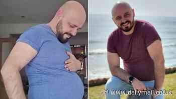 No, I'm not seven months pregnant, that's a HERNIA! Man, 45, faces 20-month wait for surgery for agonising mass the size of a bowling ball