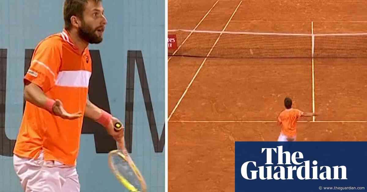 Arguments, water spills and football: Madrid Open match riddled with bizarre incidents – video