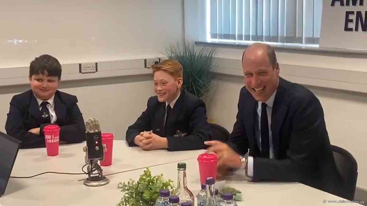 Prince William shares Princess Charlotte's favourite joke during surprise school visit - and even makes a jibe at comedian Jack Whitehall's 'dad jokes'