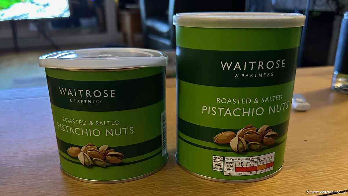 Now they're shrinking our nuts! Waitrose pistachios become latest victim of supermarket 'stealth tactics' with tins reducing by 100g... but costing 50p more