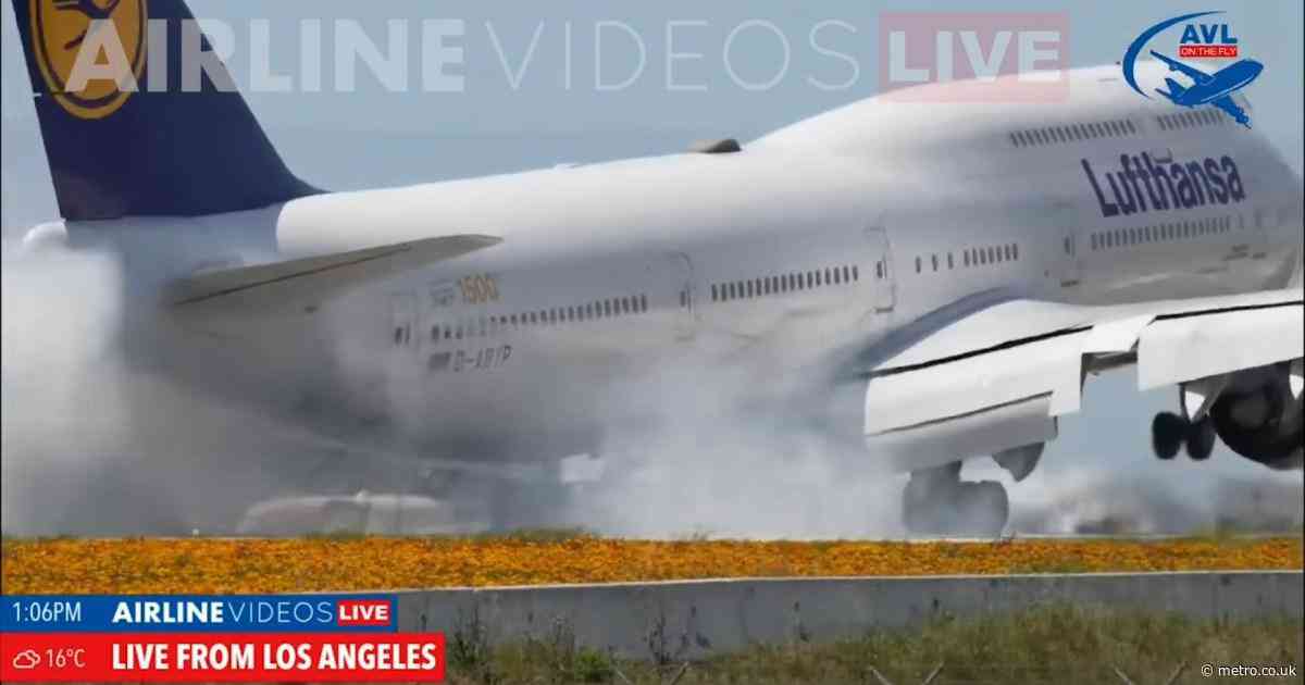 Nervy moment plane bounces twice on runway and aborts landing