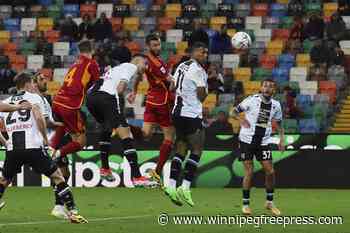 Roma beats Udinese 2-1 in resumption of suspended match to ruin Cannavaro’s Serie A coaching debut