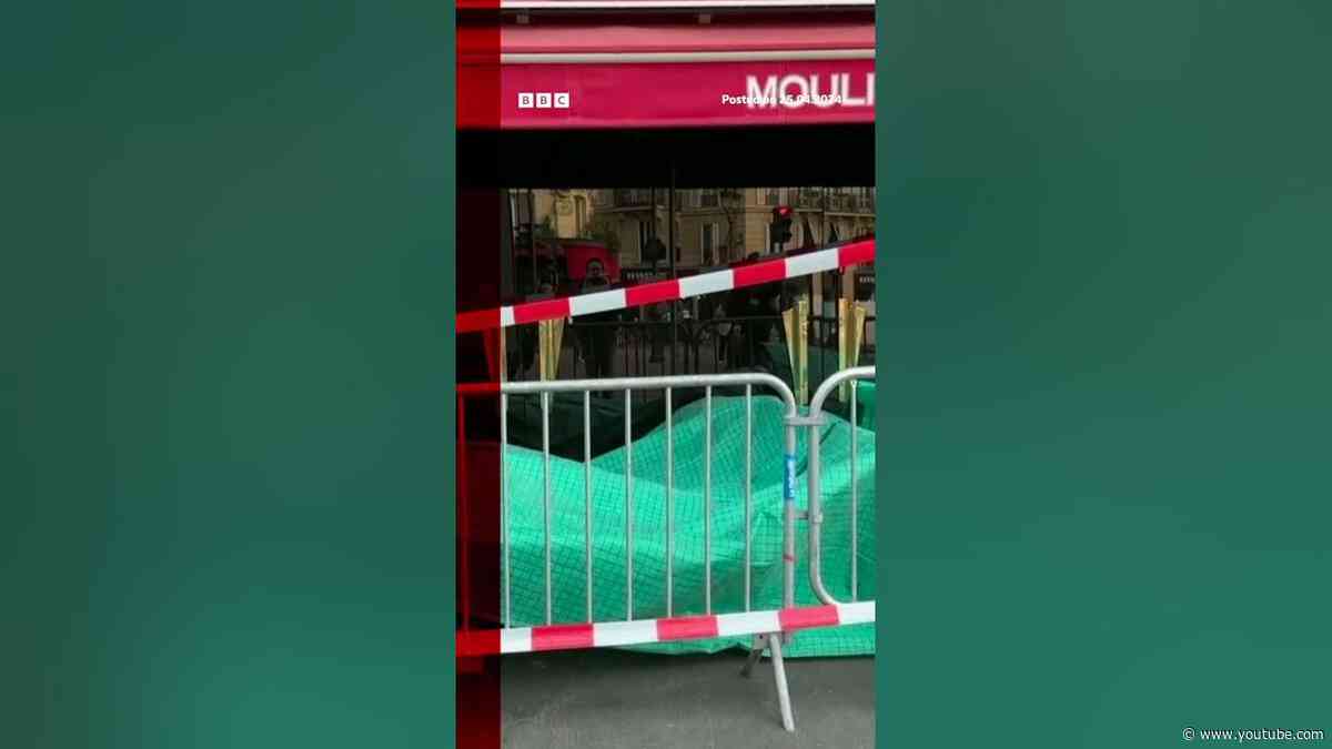 Blades of iconic Moulin Rouge windmill fall off. #Shorts #MoulinRouge #BBCNews