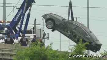 Witnesses: Car pinned, dragged by 18-wheeler before going over bridge