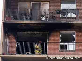 Firefighters rescue person from balcony of burning condo building in downtown Edmonton