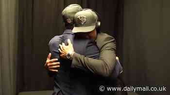 Caleb Williams and new Bears teammate Rome Odunze share touching moment at 2024 NFL Draft, as QB crashes WR's media session, hugs him and even compares duo to LeBron James and Dwyane Wade