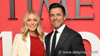 Kelly Ripa and husband Mark Consuelos put on a cozy display as they dress to the nines on Time 100 Gala red carpet