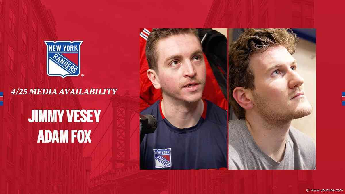 NYR Practice: Jimmy Vesey and Adam Fox Media Availability | April 25, 2024
