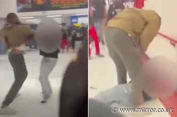 Shocking video shows substitute teacher punching student as they brawl in school hallway