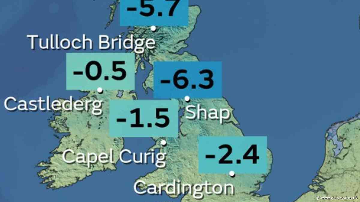 Isn't it meant to be Spring? Heavy showers to soak Britain this weekend after parts of the country woke up to frost after -6.3C overnight chill - with fears that thunderstorms could strike next week