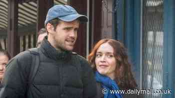 Olivia Cooke is seen having an animated conversation with actor Ralph Davis as they step out for a brisk walk in Soho