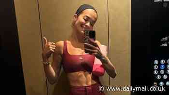 Rita Ora flaunts her washboard abs in gym gear as she shares her weekly round up with fans