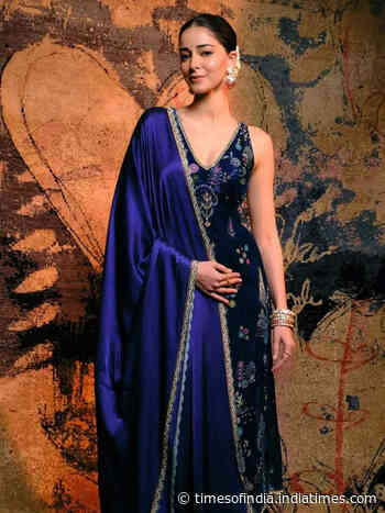 Ananya Panday exudes royal vibes in a velvet blue kurta set