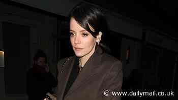 Lily Allen wraps up in stylish brown coat as she leaves Miquita Oliver's 40th birthday alongside Nick Grimshaw