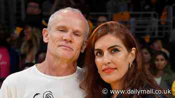 Red Hot Chili Peppers' Flea and wife Melody Ehsani join Selma Blair to watch the Lakers lose 105-112 to the Denver Nuggets