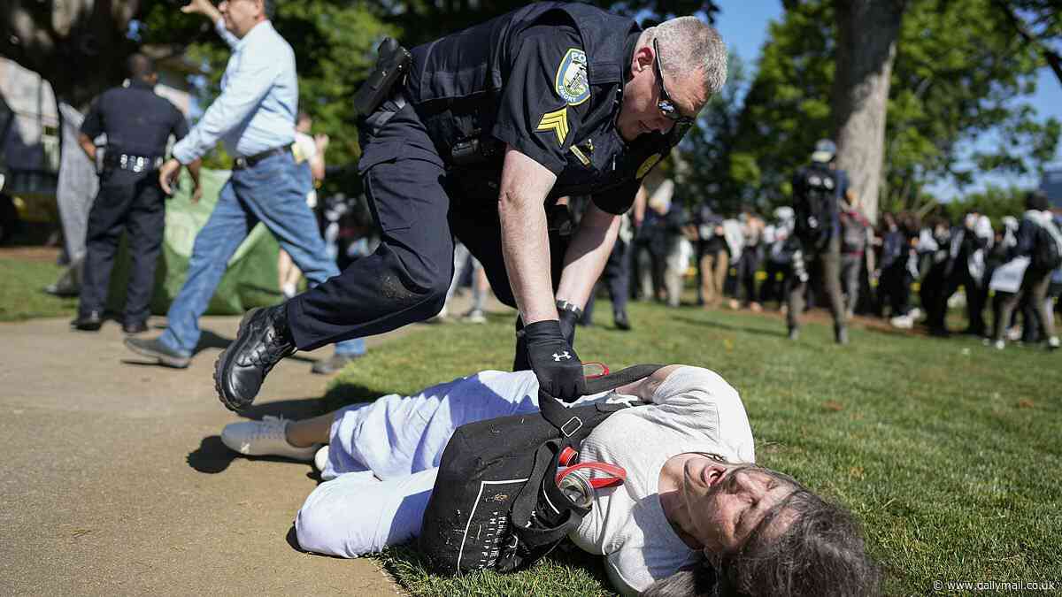 Emory University economics lecturer screams 'I'm a professor' as cops forcefully take her to the ground and arrest her during anti-Israel Gaza encampment