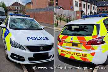 GMP issues warning after police car smashed up on Greater Manchester street