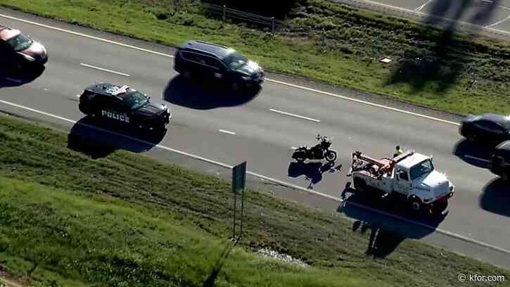 I-44 northbound near SW 104th narrowed to two lanes after motorcycle crash